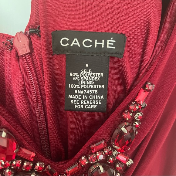 Red Caché dress with beading size 8 - Picture 3 of 8